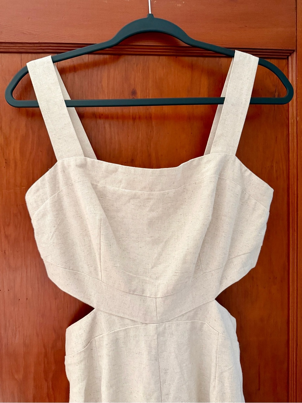 Altar'd State Cream One-Shoulder Cutout Linen-Blend Dress